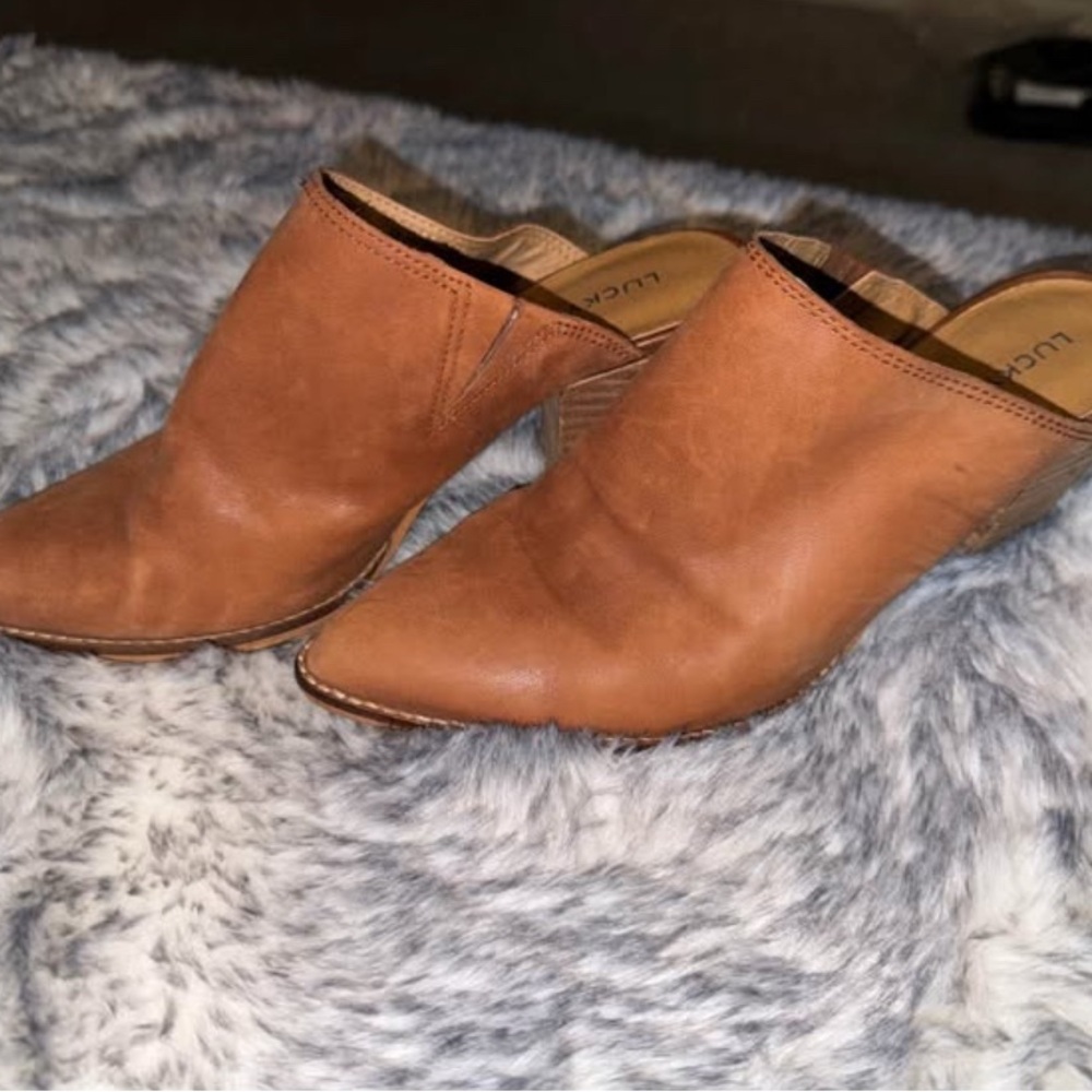 Lucky Brand Tan Leather Mules